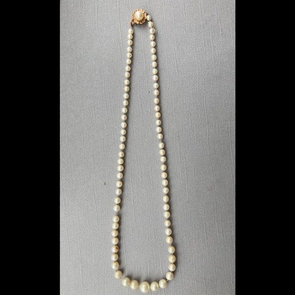 Pearl necklace 14 karat gold clasp 3-8  mm beads - Picture 1 of 2